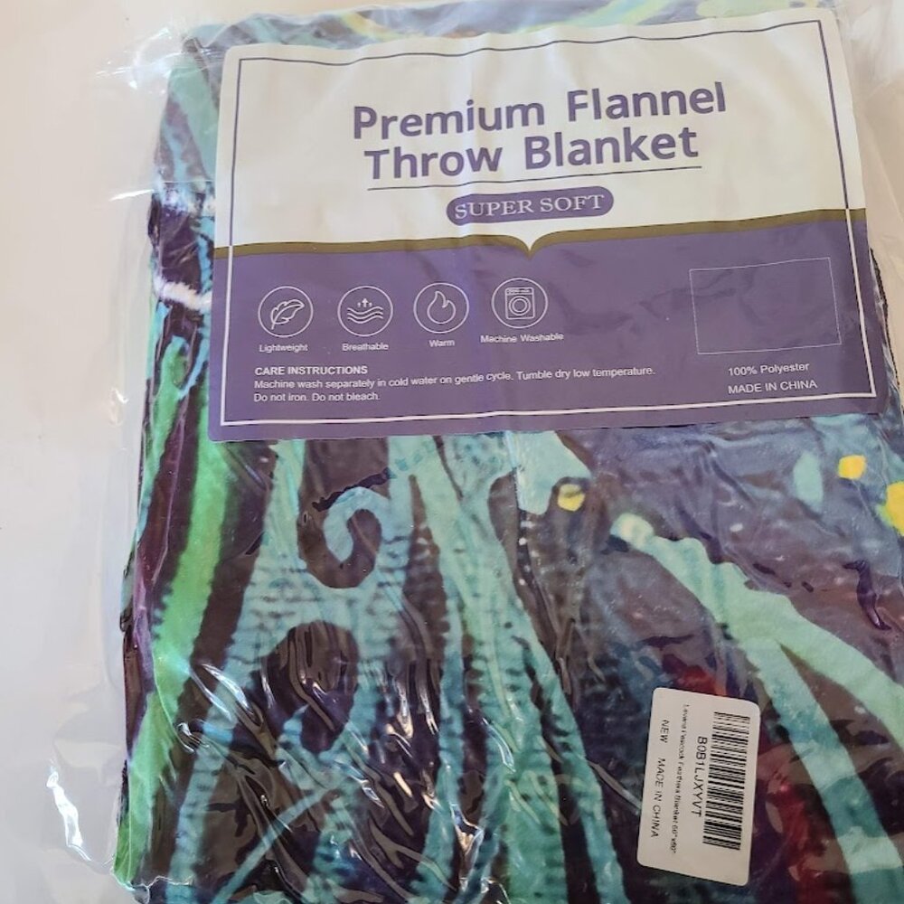 Levens Peacock Feathers Flannel Throw Blanket 50"x60"